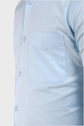 SKY BLUE SATIN SLUB SLIM FIT SHIRT - XKIND