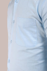 SKY BLUE SATIN SLUB SLIM FIT SHIRT - XKIND