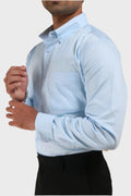 SKY BLUE SATIN SLUB SLIM FIT SHIRT - XKIND