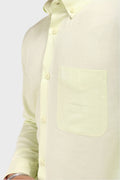 LEMON YELLOW SATIN SLUB SLIM FIT SHIRT - XKIND