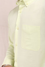 LEMON YELLOW SATIN SLUB SLIM FIT SHIRT - XKIND