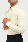 LEMON YELLOW SATIN SLUB SLIM FIT SHIRT - XKIND