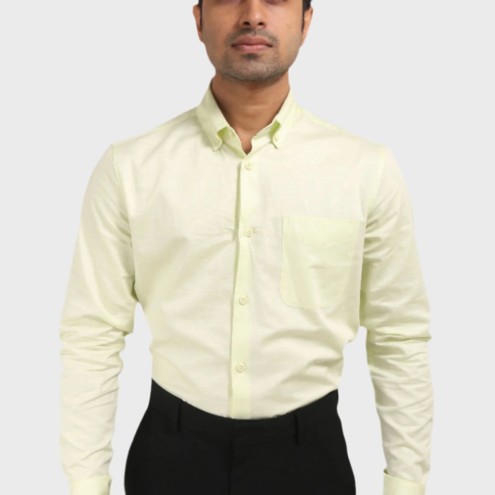 LEMON YELLOW SATIN SLUB SLIM FIT SHIRT - XKIND