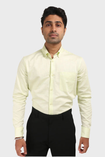 LEMON YELLOW SATIN SLUB SLIM FIT SHIRT - XKIND