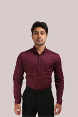 MAROON SATIN SLUB SLIM FIT SHIRT - XKIND