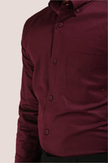 MAROON SATIN SLUB SLIM FIT SHIRT - XKIND