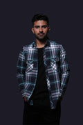 NAVY BLUE FLANNEL CHECKS REGULAR FIT SHIRT - XKIND