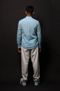 SKY BLUE SLUB SLIM FIT SHIRT - XKIND