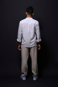 WHITE LINEN REGULAR FIT SHIRT - XKIND