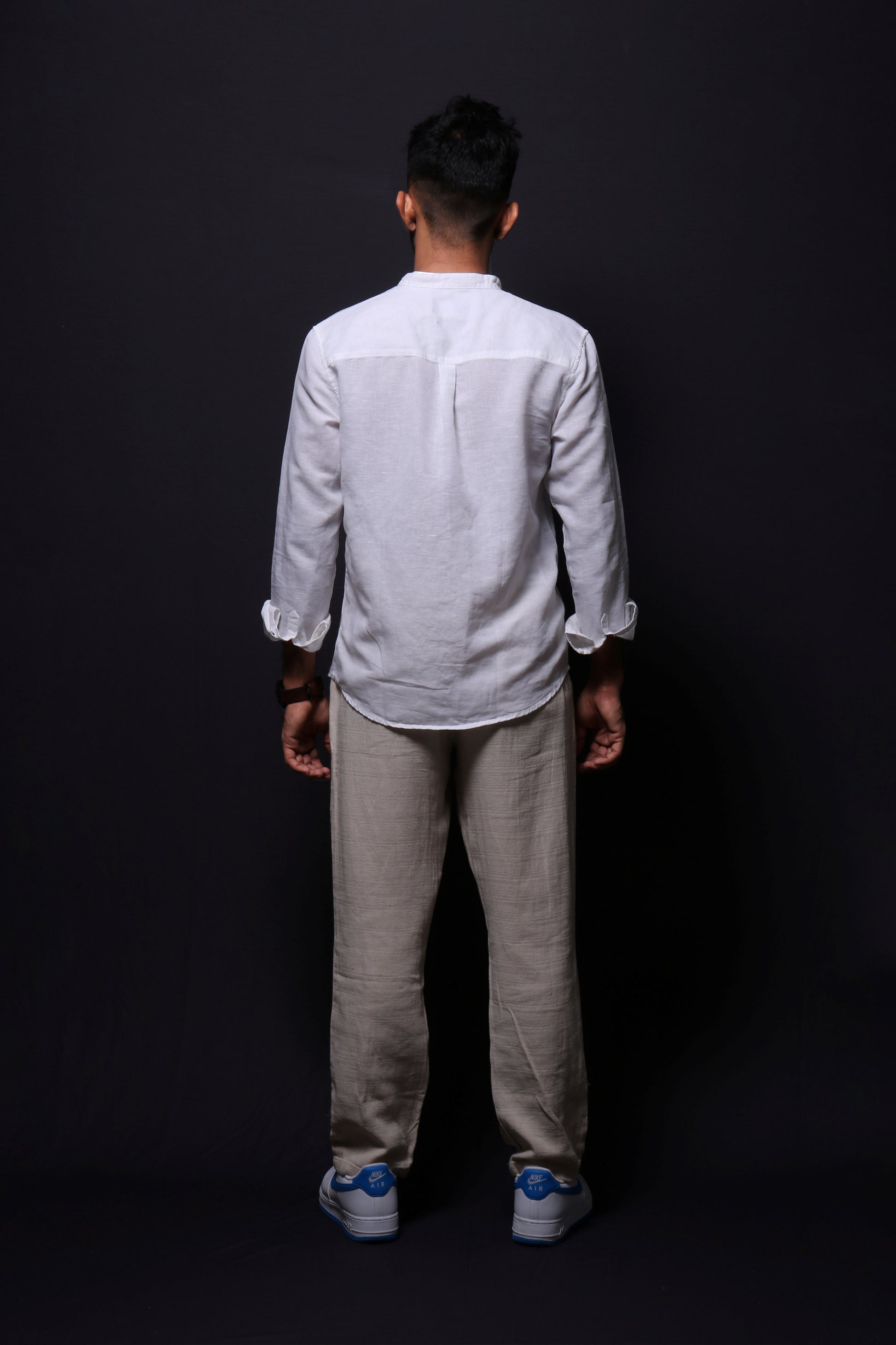 WHITE LINEN REGULAR FIT SHIRT - XKIND