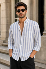 XKIND'S SLIM FIT BLUE STRIPE CASUAL SHIRT