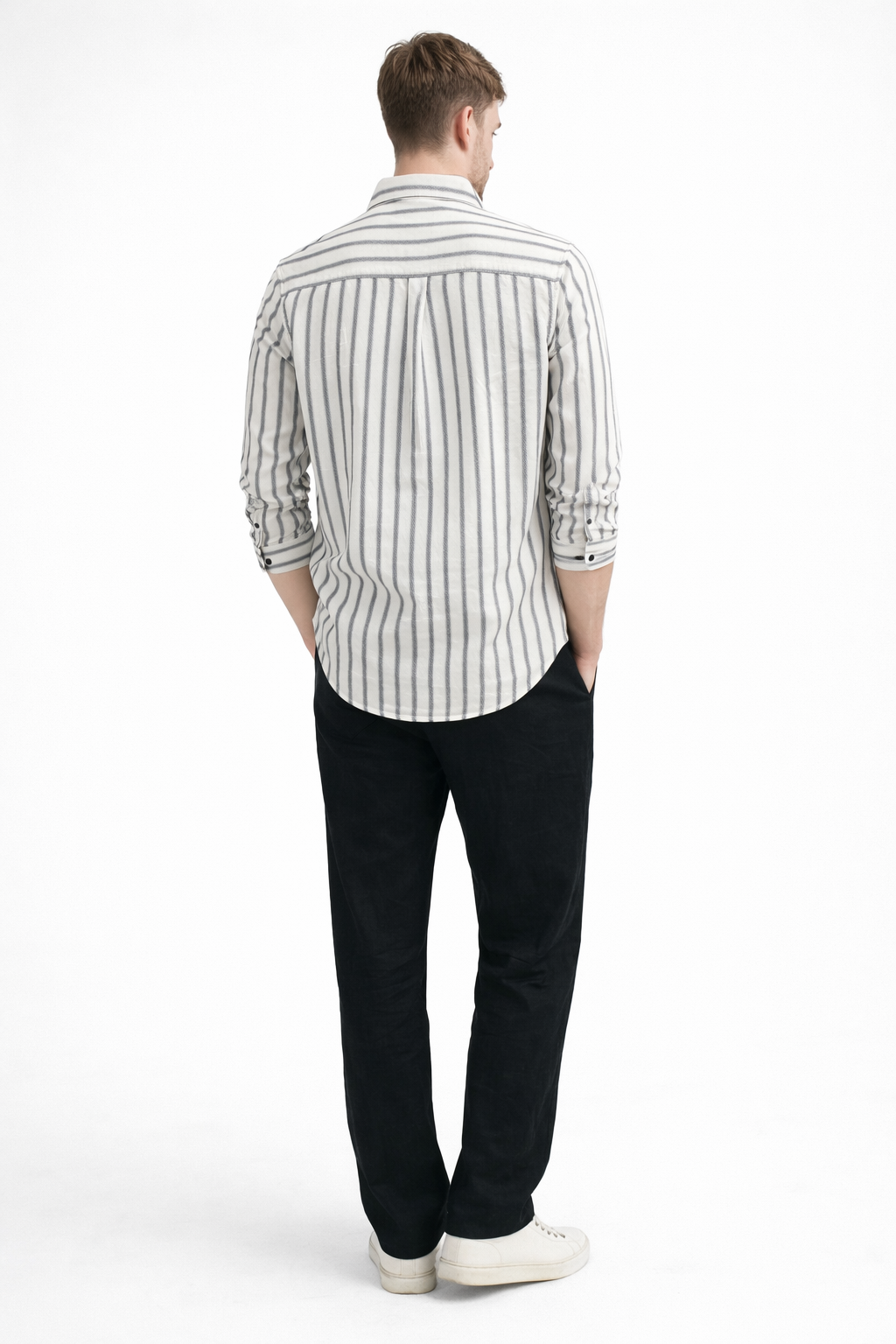 WHITE STRIPE REGULAR FIT CASUAL SHIRT
