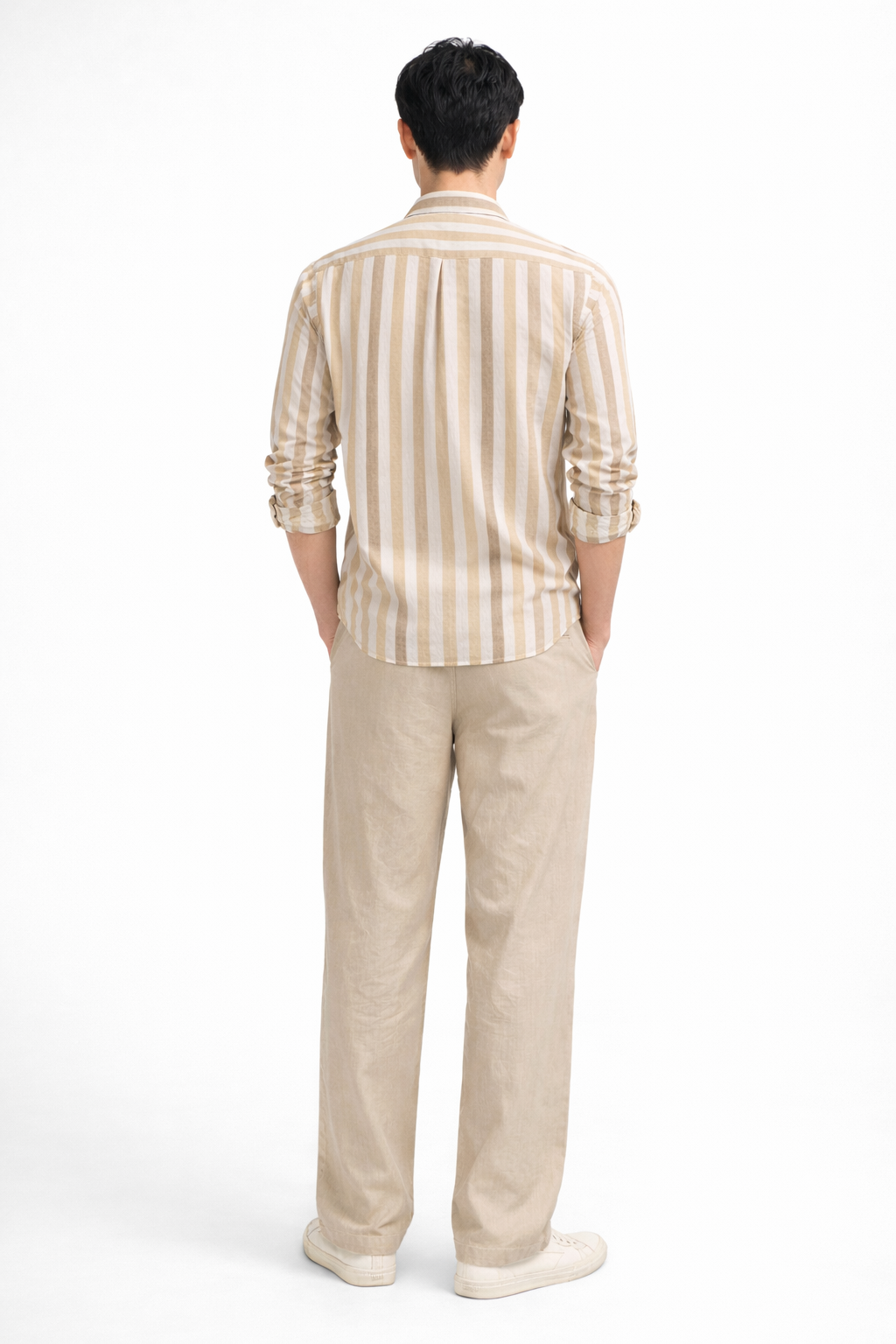 BROWN STRIPE REGULAR FIT CASUAL SHIRT