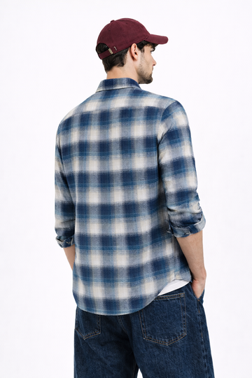 NAVY CHECKS REGULAR FIT CASUAL SHIRT