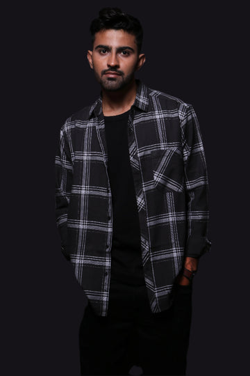 BLACK CHECKS REGULAR FIT SHIRT - XKIND