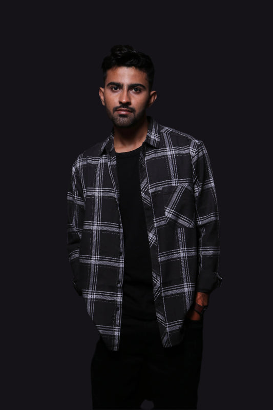 BLACK CHECKS REGULAR FIT SHIRT - XKIND