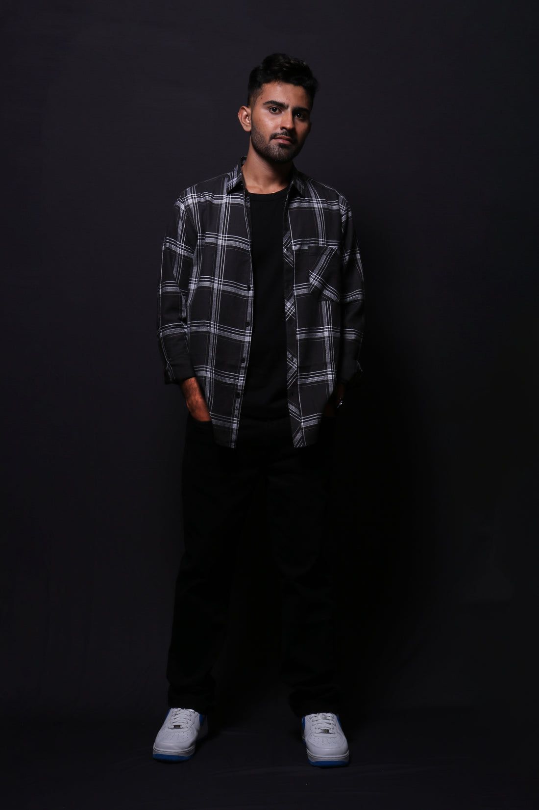 BLACK CHECKS REGULAR FIT SHIRT - XKIND