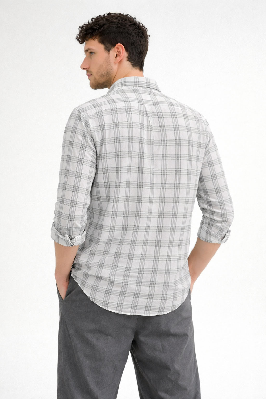 WHITE CHECKS REGULAR FIT CASUAL SHIRT