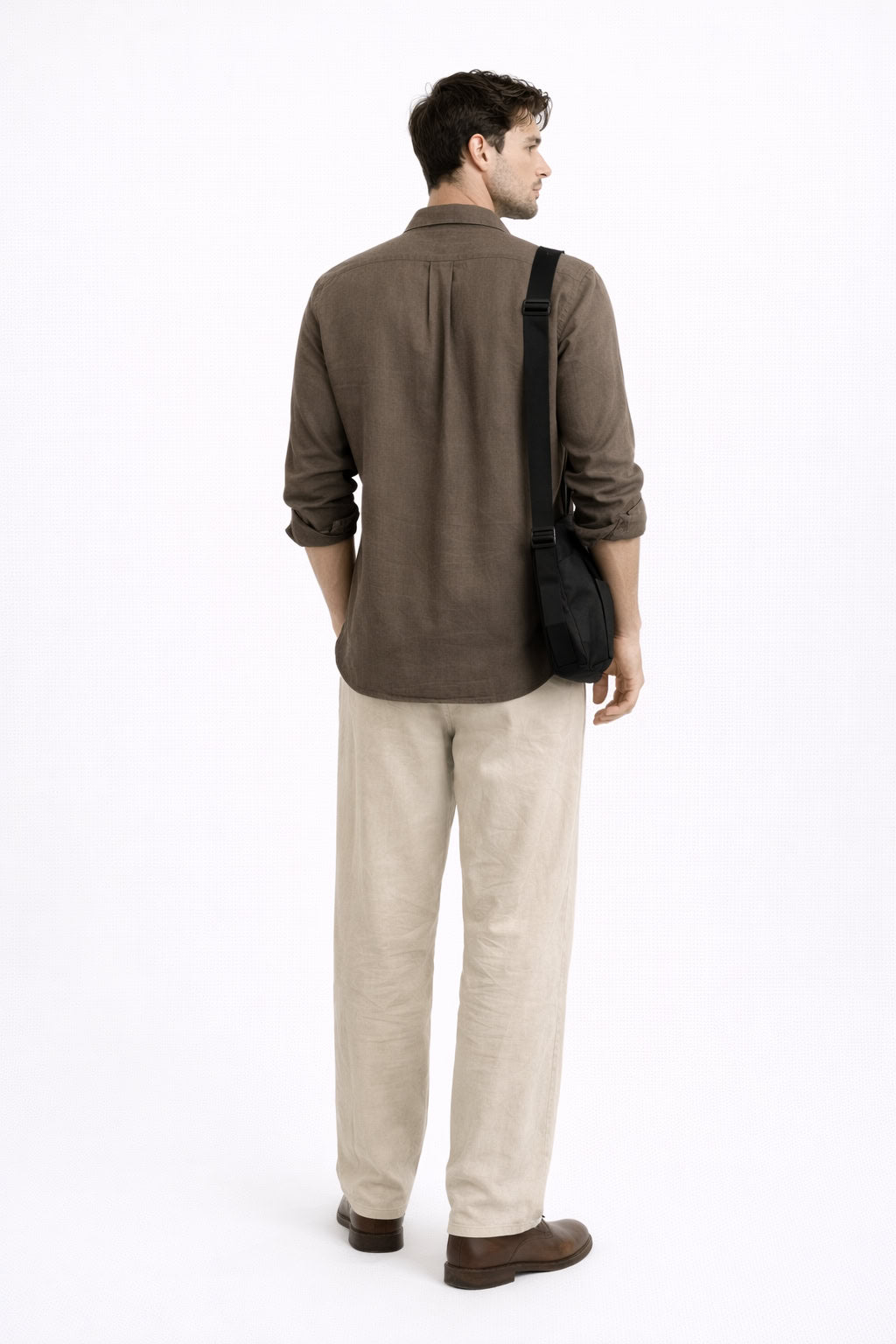 XKIND BROWN LINEN BLEND SHIRT
