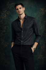 JONESBURG BLACK JACQUARD SLIM FIT FORMAL SHIRT