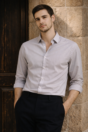 JONESBURG LAVENDR TENCEL SLIM FIT FORMAL SHIRT