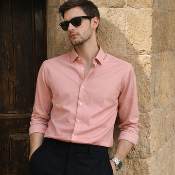 JONESBURG LIGHT ORANGE TENCEL SLIM FIT FORMAL SHIRT