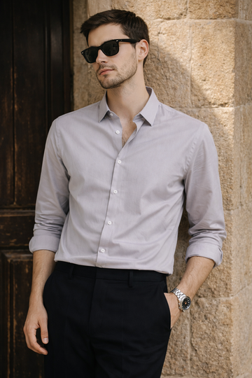 JONESBURG BLUE TENCEL SLIM FIT FORMAL SHIRT