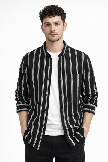 BLACK STRIPE  REGULAR FIT SHIRT