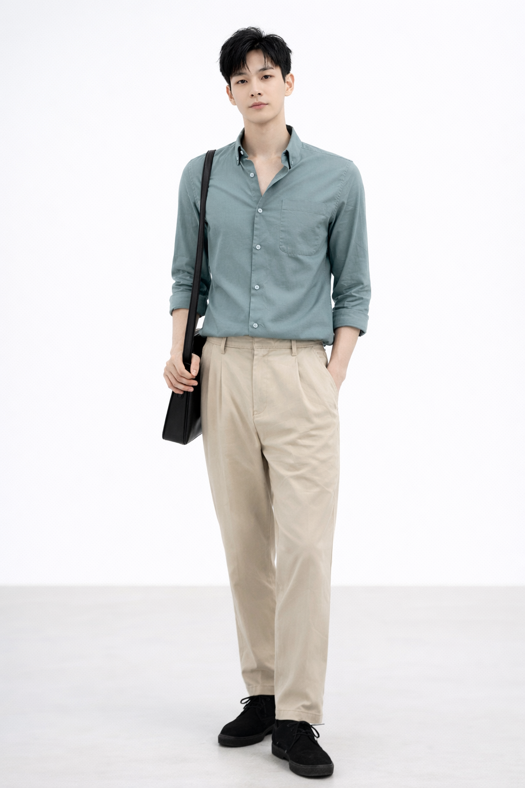 TEAL TWILL LYCRA SLIM FIT CASUAL SHIRT