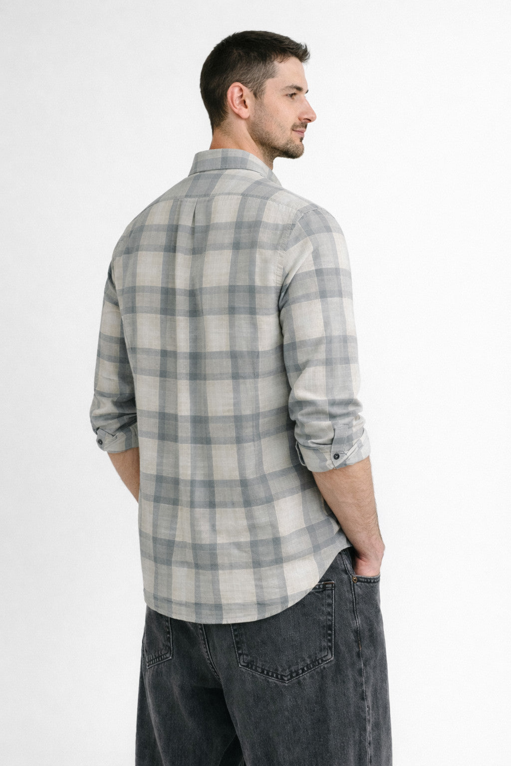 GREY CHECKS REGULAR FIT CASUAL SHIRT