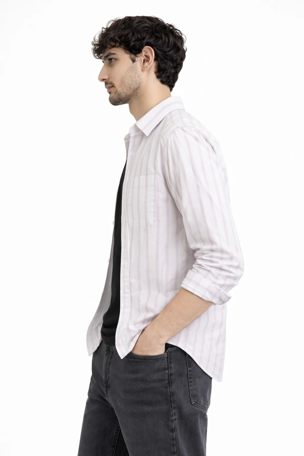 WHITE STRIPE REGULAR FIT SHIRT