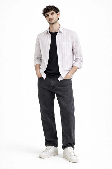 WHITE STRIPE REGULAR FIT SHIRT