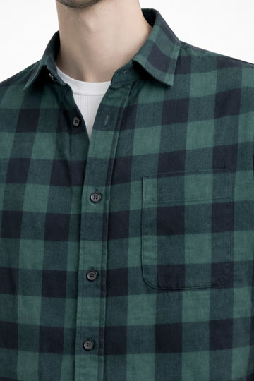 GREEN CHECK  REGULAR FIT SHIRT