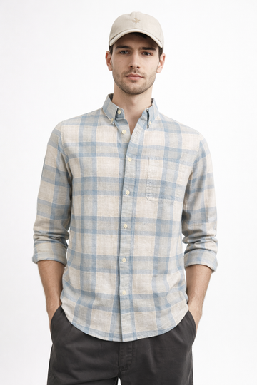 BLUE CHECKS REGULAR FIT CASUAL SHIRT