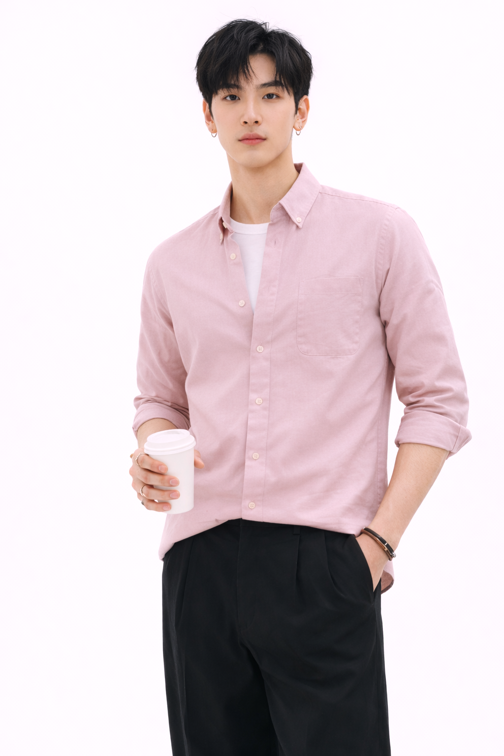 MAUVE TWILL LYCRA SLIM FIT CASUAL SHIRT