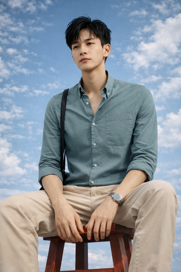 TEAL TWILL LYCRA SLIM FIT CASUAL SHIRT
