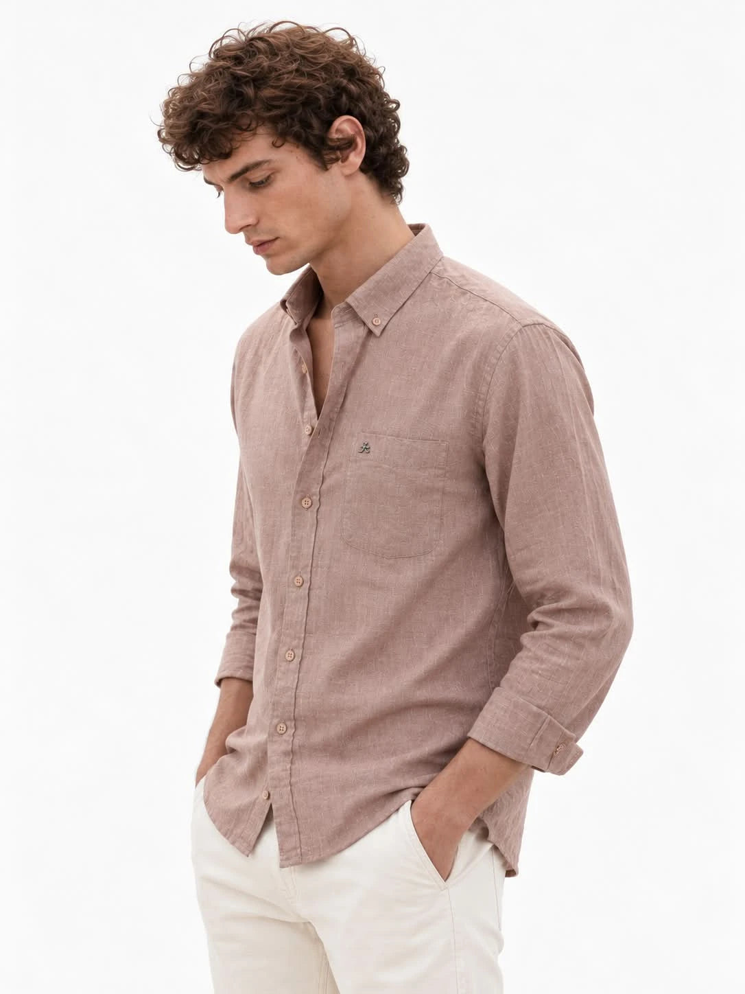 Pure Linen Light Brown Shirt for Men- Xkind