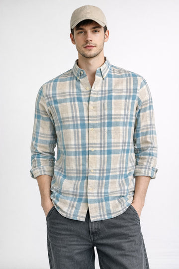 BLUE CHECKS REGULAR FIT CASUAL SHIRT