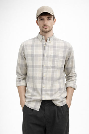 GREY CHECKS REGULAR FIT CASUAL SHIRT
