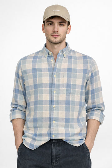 BLUE CHECKS REGULAR FIT CASUAL SHIRT