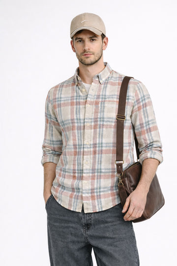 MAUVE CHECKS REGULAR FIT CASUAL SHIRT