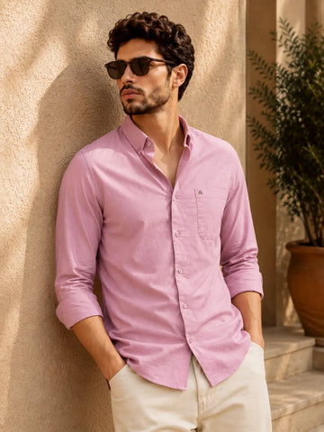 MAUVE TWILL LYCRA SLIM FIT CASUAL SHIRT