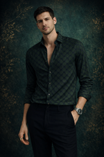 JONESBURG GREEN JACQUARD SLIM FIT FORMAL SHIRT