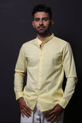 YELLOW SLUB SLIM FIT SHIRT - XKIND