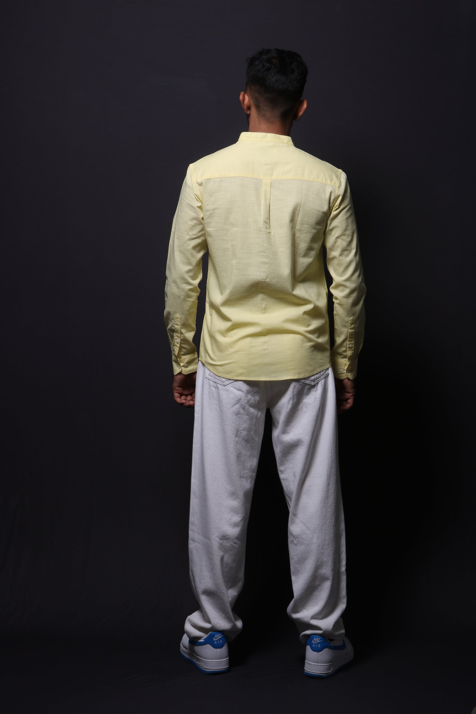 YELLOW SLUB SLIM FIT SHIRT - XKIND