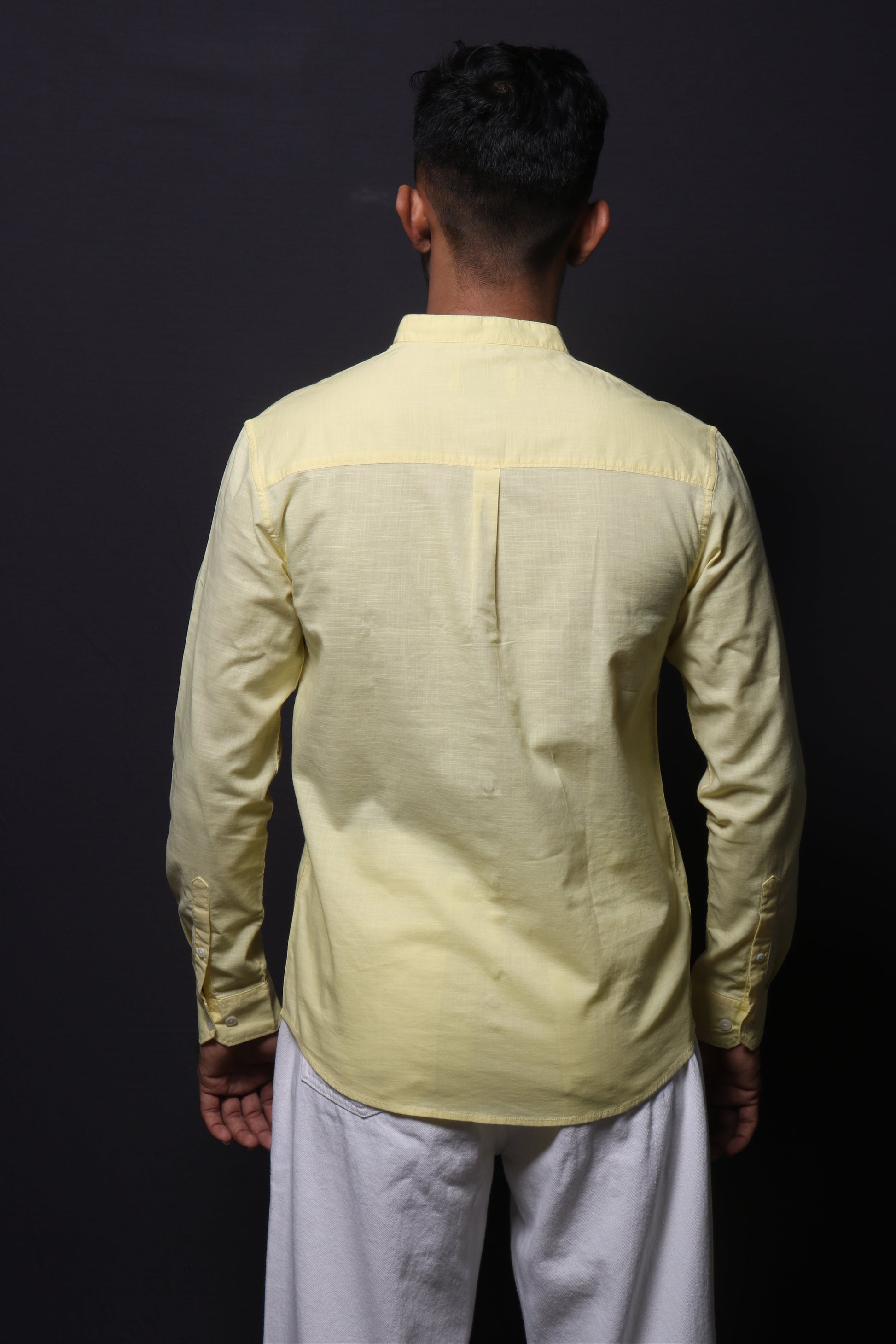 YELLOW SLUB SLIM FIT SHIRT - XKIND