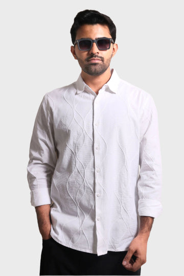 WHITE EMBROIDERY FULL SLEEVE SHIRT