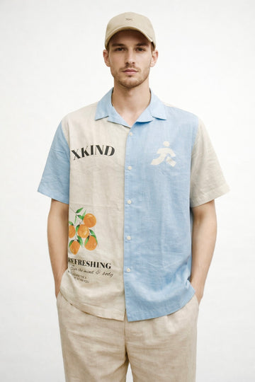 LINEN BLEND  PRINTED SHIRT