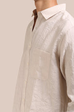 XKIND BEIGE CRUSH WRINKLED LOOK REGULAR FIT SHIRT - XKIND