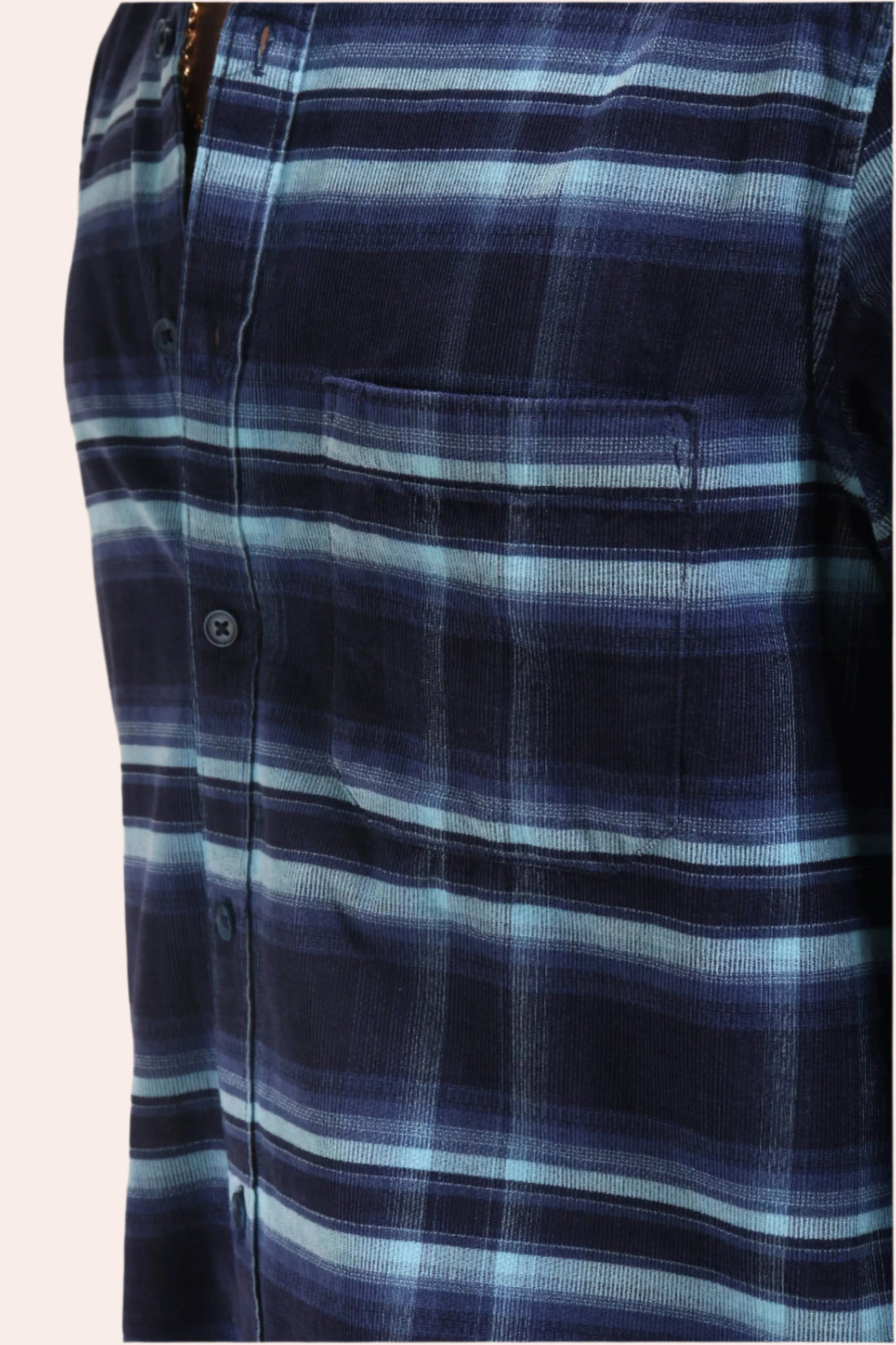 XKIND NAVY BLUE FINE CORDUROY CHECKS REGULAR FIT SHIRT - XKIND